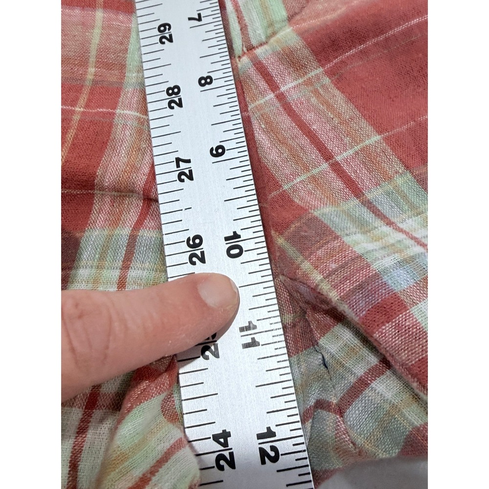Lands' End Men's Madras Plaid Linen Cotton Chino Shorts Size 36 Anchor Logo - Picture 9 of 10